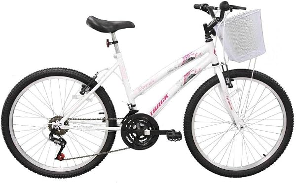 Bicicleta Track Bikes Parati Aro 24 21v Branca com Cesto