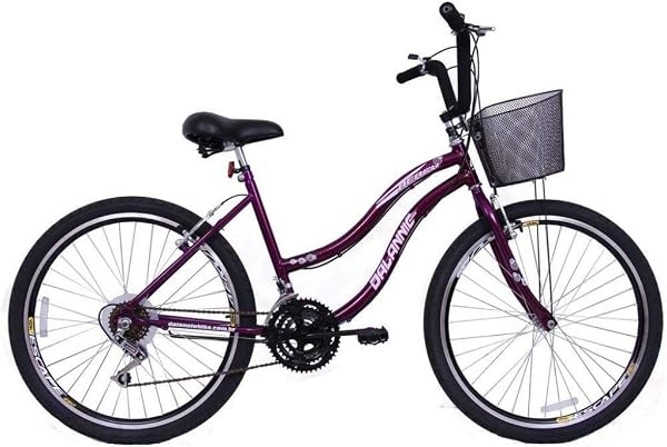 Dalannio Bike Beach Aro 26 18 Velocidades com Cesta Violeta