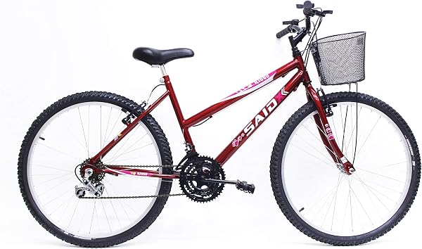Saidx Bicicleta Aro 26 Feminina 18v Freio V-Brake Vermelha